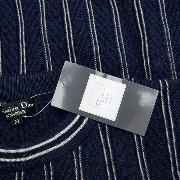 ディオール ヴィンテージ ストライプ セーター ニット サイズ:M ネイビー ウール メンズ Dior 【中古】