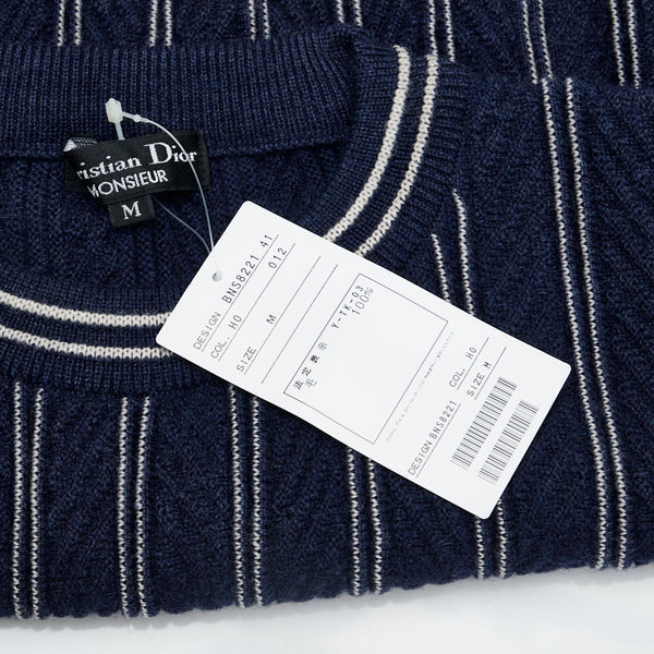 ディオール ヴィンテージ ストライプ セーター ニット サイズ:M ネイビー ウール メンズ Dior 【中古】