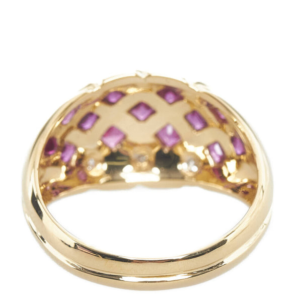 K18YG イエローゴールド ルビー0.77ct ダイヤ0.07ct リング 指輪 レディース 13号 【中古】