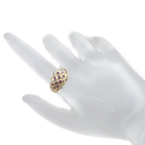 K18YG イエローゴールド ルビー0.77ct ダイヤ0.07ct リング 指輪 レディース 13号 【中古】