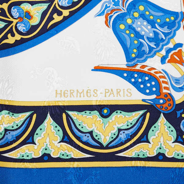 エルメス カレ90 CIELS BYZANTINS ビザンチンの空 スカーフ ネイビー マルチカラー シルク レディース HERMES 【中古】