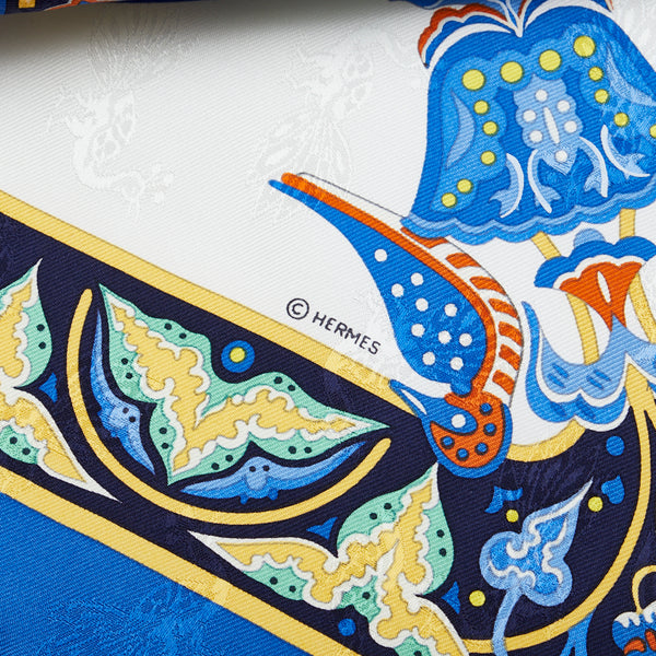 エルメス カレ90 CIELS BYZANTINS ビザンチンの空 スカーフ ネイビー マルチカラー シルク レディース HERMES 【中古】