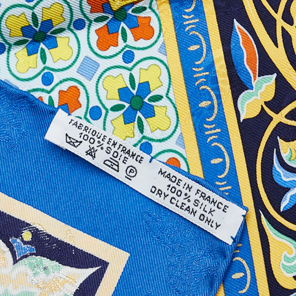 エルメス カレ90 CIELS BYZANTINS ビザンチンの空 スカーフ ネイビー マルチカラー シルク レディース HERMES 【中古】