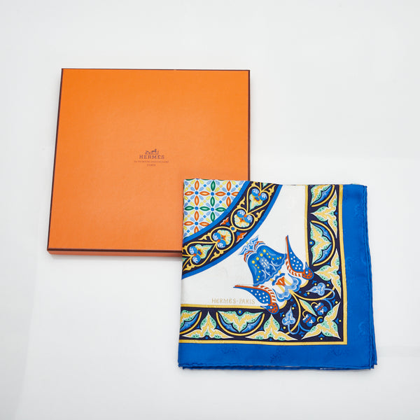 エルメス カレ90 CIELS BYZANTINS ビザンチンの空 スカーフ ネイビー マルチカラー シルク レディース HERMES 【中古】