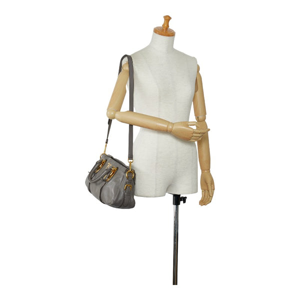 プラダ ハンドバッグ ショルダーバッグ 2WAY BN1904 グレージュ ゴールド レザー レディース PRADA 【中古】