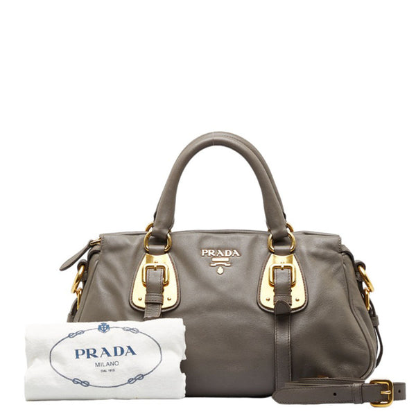 プラダ ハンドバッグ ショルダーバッグ 2WAY BN1904 グレージュ ゴールド レザー レディース PRADA 【中古】