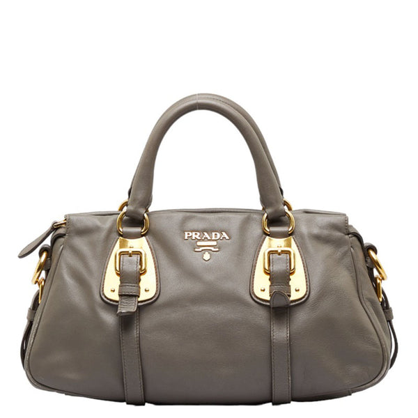 プラダ ハンドバッグ ショルダーバッグ 2WAY BN1904 グレージュ ゴールド レザー レディース PRADA 【中古】