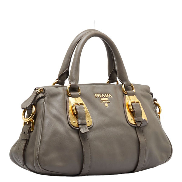プラダ ハンドバッグ ショルダーバッグ 2WAY BN1904 グレージュ ゴールド レザー レディース PRADA 【中古】