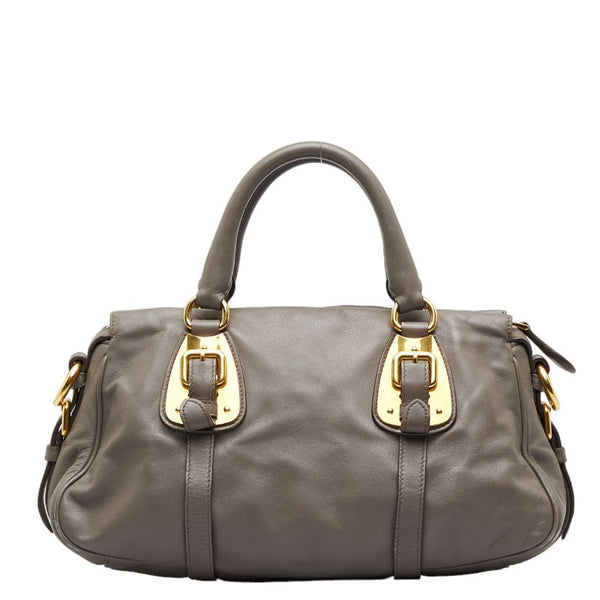 プラダ ハンドバッグ ショルダーバッグ 2WAY BN1904 グレージュ ゴールド レザー レディース PRADA 【中古】