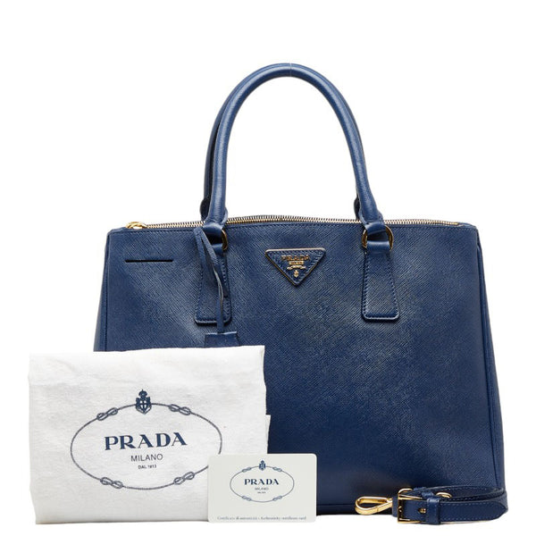 プラダ ガレリア サフィアーノ ハンドバッグ ショルダーバッグ 2WAY BN2274 ネイビー レザー レディース PRADA 【中古】