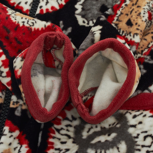 シャネル スポーツライン ココマーク ベロア ジップアップ カーディガン P35854V25846 レッド マルチカラー コットン ナイロン レディース CHANEL 【中古】