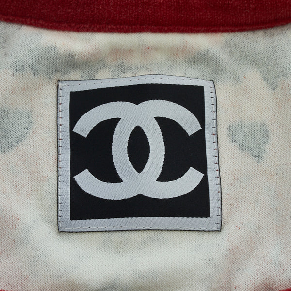 シャネル スポーツライン ココマーク ベロア ジップアップ カーディガン P35854V25846 レッド マルチカラー コットン ナイロン レディース CHANEL 【中古】