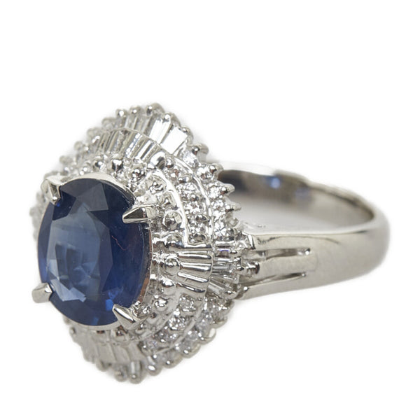 Pt900 プラチナ サファイア2.08ct ダイヤ0.54ct リング 指輪 レディース 12号 【中古】