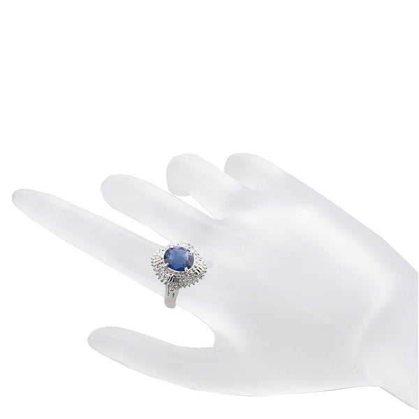 Pt900 プラチナ サファイア2.08ct ダイヤ0.54ct リング 指輪 レディース 12号 【中古】