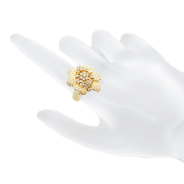 K18YG イエローゴールド ダイヤ1.00ct フラワー リング 指輪 レディース 12号 【中古】