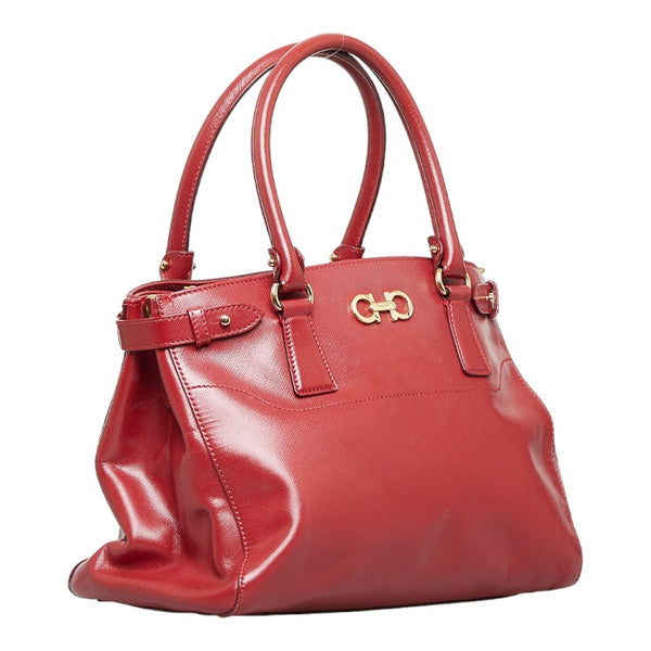 サルヴァトーレフェラガモ ガンチーニ ハンドバッグ レッド レザー レディース Salvatore Ferragamo 【中古】