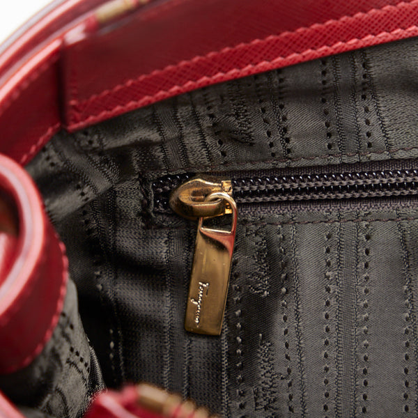 サルヴァトーレフェラガモ ガンチーニ ハンドバッグ レッド レザー レディース Salvatore Ferragamo 【中古】