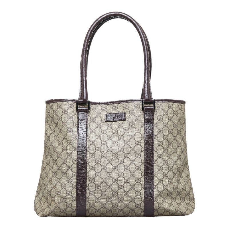 グッチ GGスプリーム トートバッグ ショルダーバッグ 114288 ベージュ ブラウン PVC レザー レディース GUCCI 【中古】