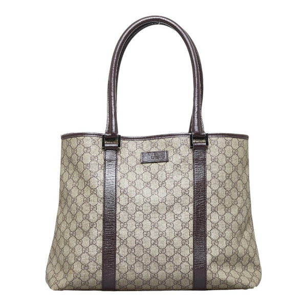 グッチ GGスプリーム トートバッグ ショルダーバッグ 114288 ベージュ ブラウン PVC レザー レディース GUCCI 【中古】