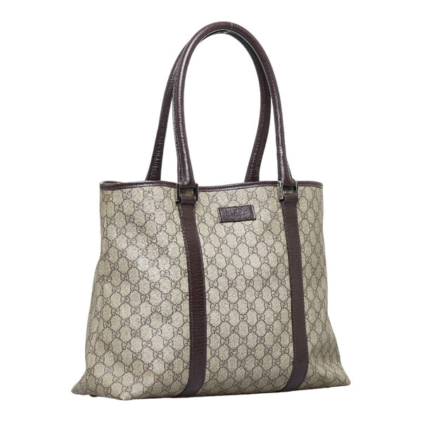 グッチ GGスプリーム トートバッグ ショルダーバッグ 114288 ベージュ ブラウン PVC レザー レディース GUCCI 【中古】