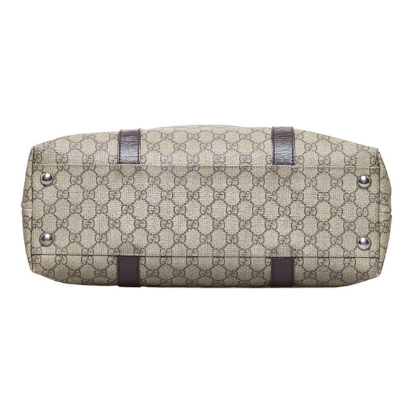 グッチ GGスプリーム トートバッグ ショルダーバッグ 114288 ベージュ ブラウン PVC レザー レディース GUCCI 【中古】