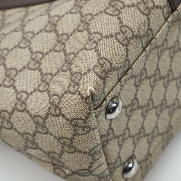 グッチ GGスプリーム トートバッグ ショルダーバッグ 114288 ベージュ ブラウン PVC レザー レディース GUCCI 【中古】