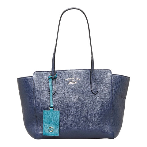 グッチ スウィング ハンドバッグ トートバッグ 354408 ブルー レザー レディース GUCCI 【中古】