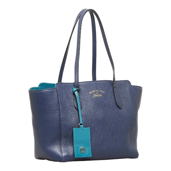 グッチ スウィング ハンドバッグ トートバッグ 354408 ブルー レザー レディース GUCCI 【中古】