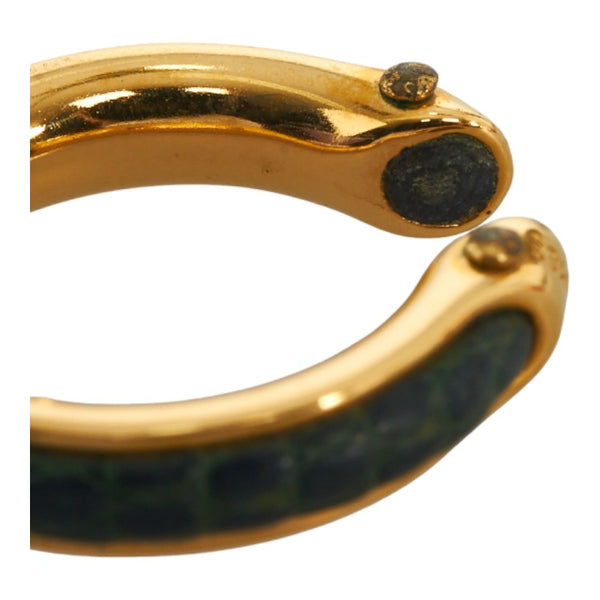 エルメス ヴィンテージ コンビ リング 指輪 ゴールド グリーン メッキ レザー レディース HERMES 【中古】