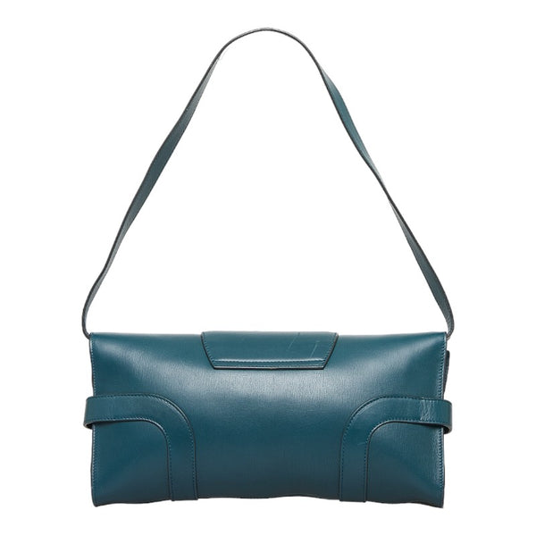 サルヴァトーレフェラガモ ガンチーニ ハンドバッグ ワンショルダーバッグ クラッチバッグ AQ-21 4408 グリーン レザー レディース Salvatore Ferragamo 【中古】