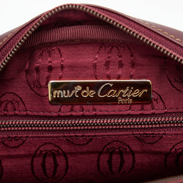 カルティエ マストライン 斜め掛け ショルダーバッグ ワインレッド レザー レディース CARTIER 【中古】