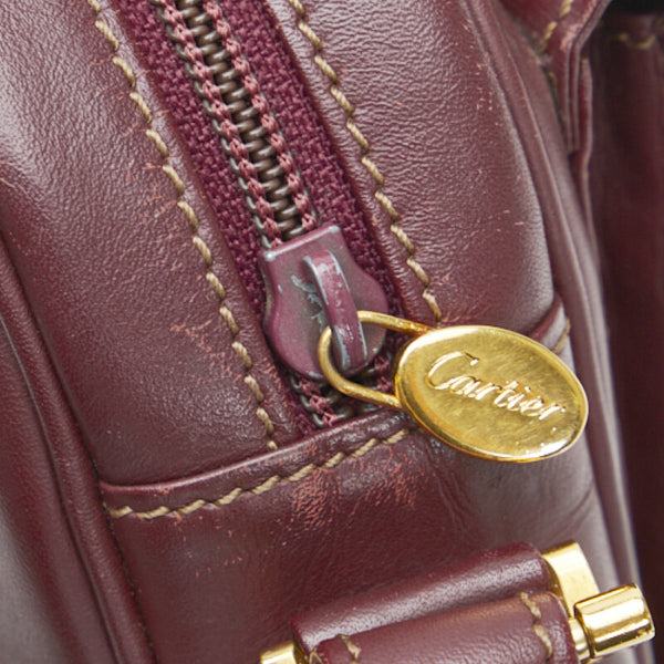 カルティエ マストライン 斜め掛け ショルダーバッグ ワインレッド レザー レディース CARTIER 【中古】