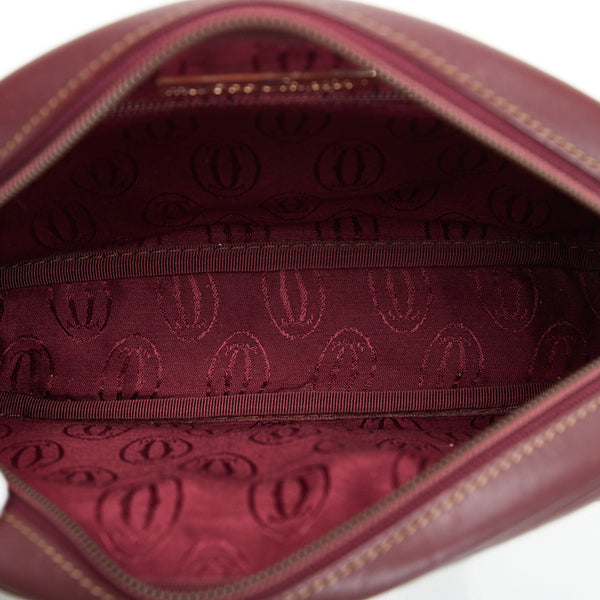 カルティエ マストライン 斜め掛け ショルダーバッグ ワインレッド レザー レディース CARTIER 【中古】