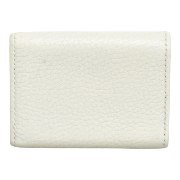 グッチ プチ GGマーモント 三つ折り財布 コンパクトウォレット 523277 ホワイト ゴールド レザー レディース GUCCI 【中古】