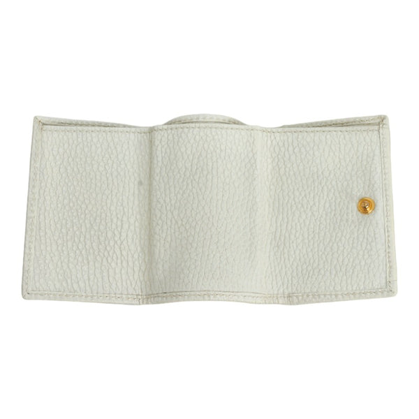 グッチ プチ GGマーモント 三つ折り財布 コンパクトウォレット 523277 ホワイト ゴールド レザー レディース GUCCI 【中古】