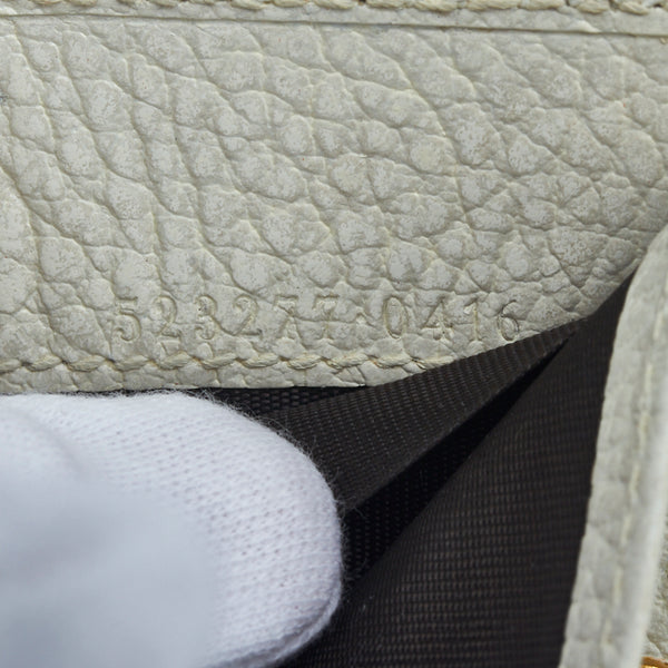 グッチ プチ GGマーモント 三つ折り財布 コンパクトウォレット 523277 ホワイト ゴールド レザー レディース GUCCI 【中古】