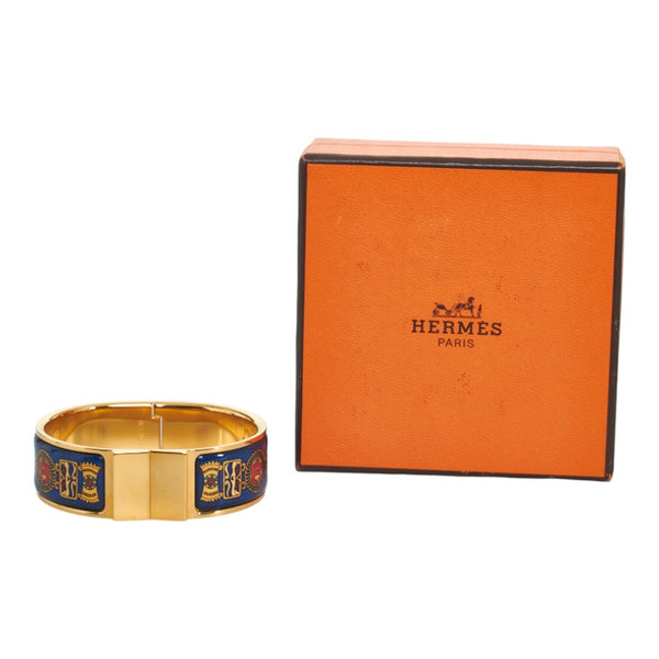 エルメス エマイユGM ロケ 七宝焼き バングル ブレスレット ゴールド ブルー マルチカラー メッキ レディース HERMES 【中古】