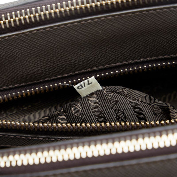 プラダ サフィアーノ  ガレリア ハンドバッグ ショルダーバッグ BN1786 グレージュ ゴールド レザー レディース PRADA 【中古】