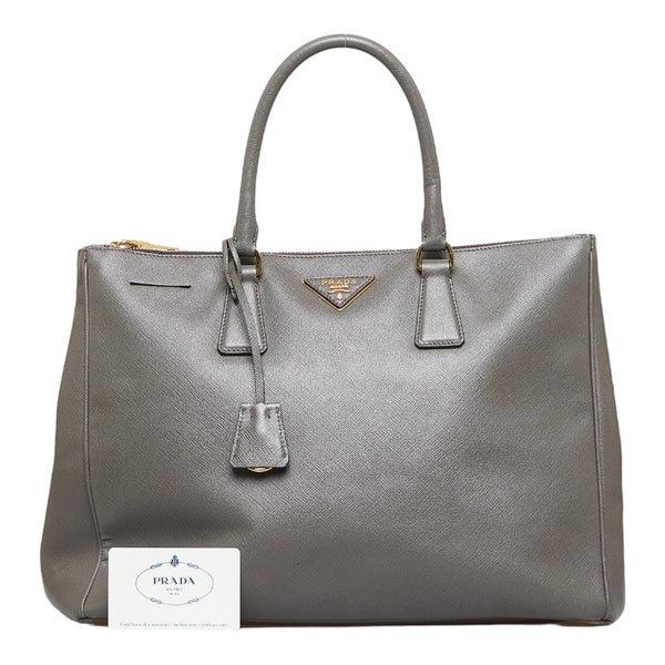 プラダ サフィアーノ  ガレリア ハンドバッグ ショルダーバッグ BN1786 グレージュ ゴールド レザー レディース PRADA 【中古】