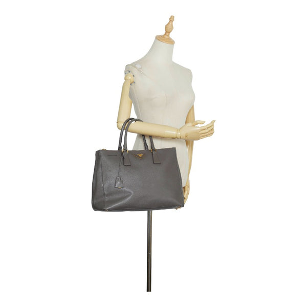 プラダ サフィアーノ  ガレリア ハンドバッグ ショルダーバッグ BN1786 グレージュ ゴールド レザー レディース PRADA 【中古】