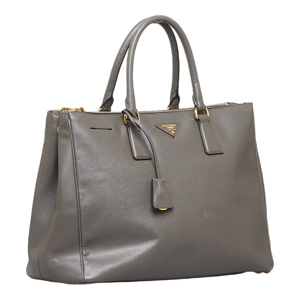 プラダ サフィアーノ  ガレリア ハンドバッグ ショルダーバッグ BN1786 グレージュ ゴールド レザー レディース PRADA 【中古】