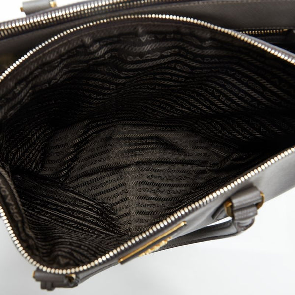 プラダ サフィアーノ  ガレリア ハンドバッグ ショルダーバッグ BN1786 グレージュ ゴールド レザー レディース PRADA 【中古】