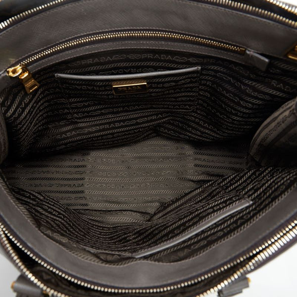 プラダ サフィアーノ  ガレリア ハンドバッグ ショルダーバッグ BN1786 グレージュ ゴールド レザー レディース PRADA 【中古】