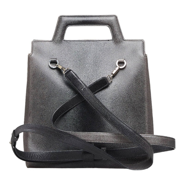 サルヴァトーレフェラガモ ガンチーニ グラデーション ハンドバッグ リュックサック２WAY DX-218674 ブラック ホワイト レザー レディース Salvatore Ferragamo 【中古】