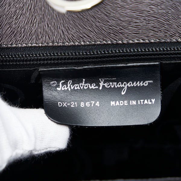 サルヴァトーレフェラガモ ガンチーニ グラデーション ハンドバッグ リュックサック２WAY DX-218674 ブラック ホワイト レザー レディース Salvatore Ferragamo 【中古】