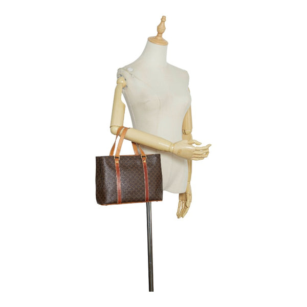 セリーヌ マカダム ハンドバッグ ブラウン PVC レザー レディース CELINE 【中古】