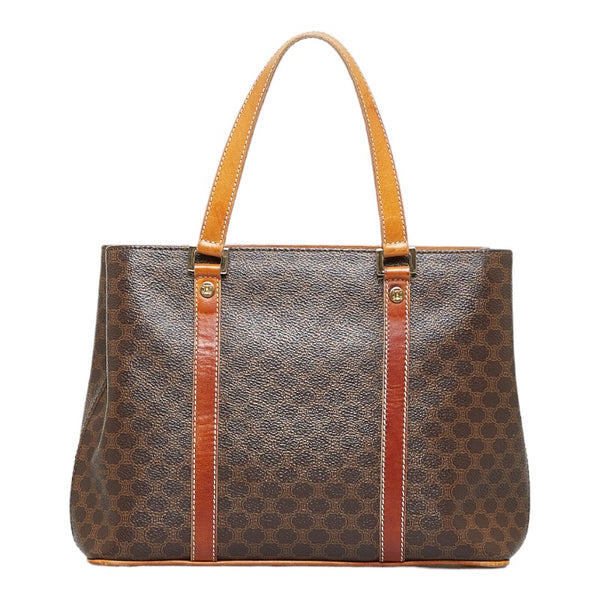 セリーヌ マカダム ハンドバッグ ブラウン PVC レザー レディース CELINE 【中古】