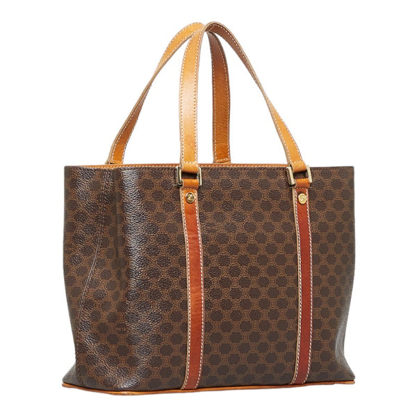 セリーヌ マカダム ハンドバッグ ブラウン PVC レザー レディース CELINE 【中古】