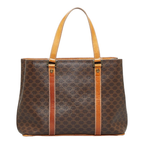 セリーヌ マカダム ハンドバッグ ブラウン PVC レザー レディース CELINE 【中古】