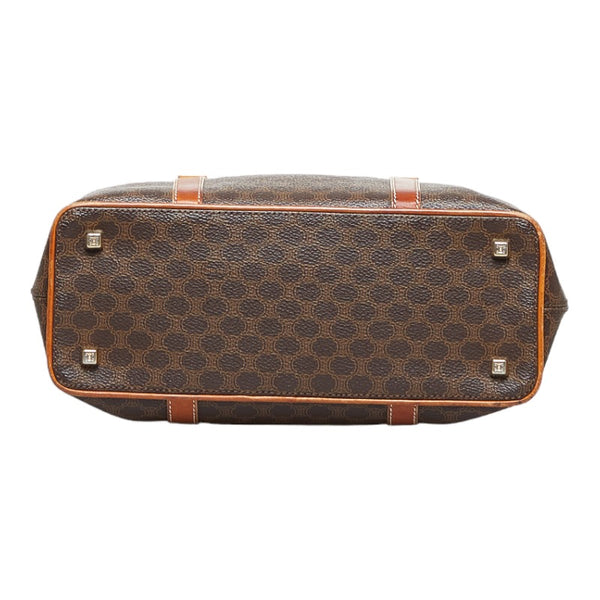 セリーヌ マカダム ハンドバッグ ブラウン PVC レザー レディース CELINE 【中古】
